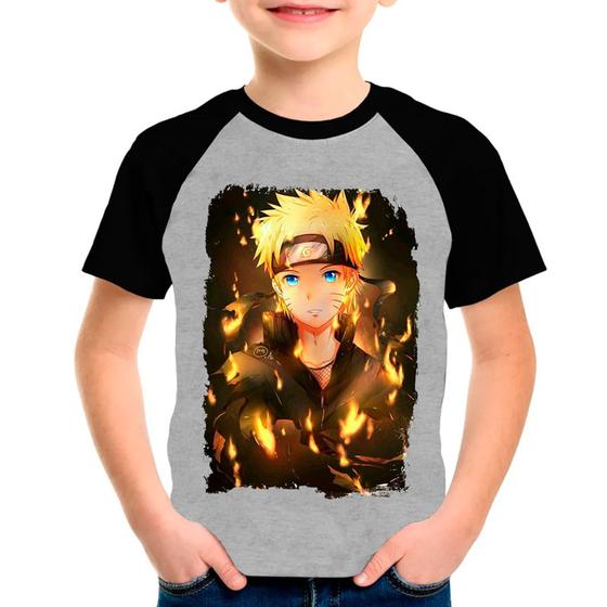 Imagem de Camiseta Raglan Desenho Naruto Anime Cinza Preto03