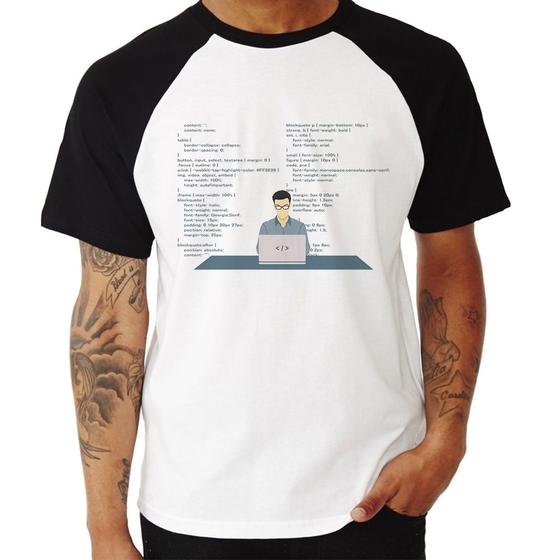 Imagem de Camiseta Raglan Desenvolvedor Front-end CSS - Foca na Moda