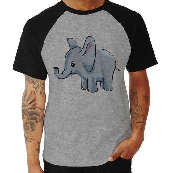 Imagem de Camiseta Raglan Elefante Bebê - Foca na Moda