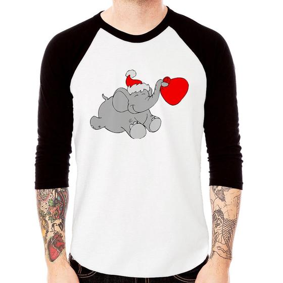 Imagem de Camiseta Raglan Elefante Noel Manga 3/4 - Foca na Moda