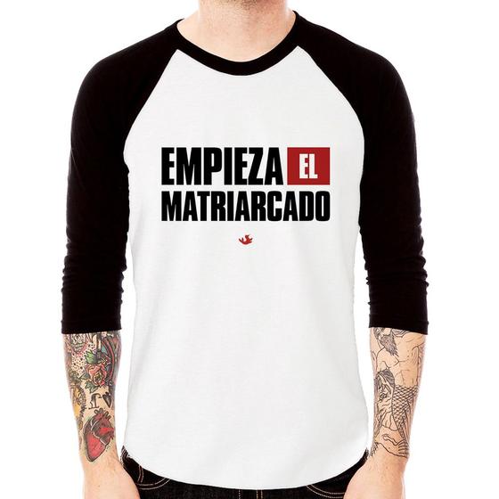 Imagem de Camiseta Raglan Empieza el matriarcado! Manga 3/4 - Foca na Moda