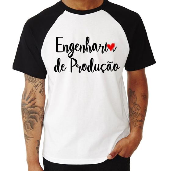 Imagem de Camiseta Raglan Engenharia de Produção - Foca na Moda