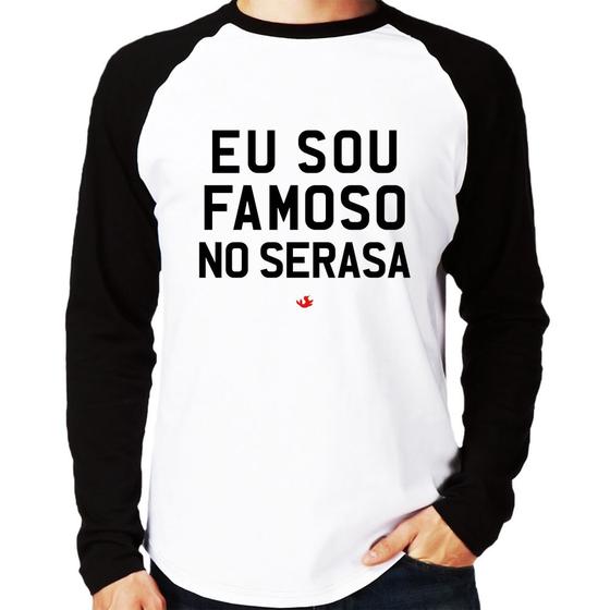 Imagem de Camiseta Raglan Eu sou famoso no Serasa Manga Longa - Foca na Moda