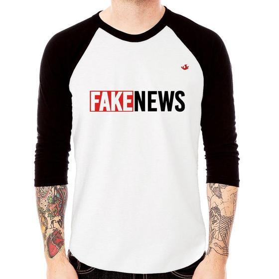 Imagem de Camiseta Raglan Fake News Manga 3/4 - Foca na Moda