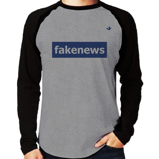 Imagem de Camiseta Raglan fakenews Manga Longa - Foca na Moda