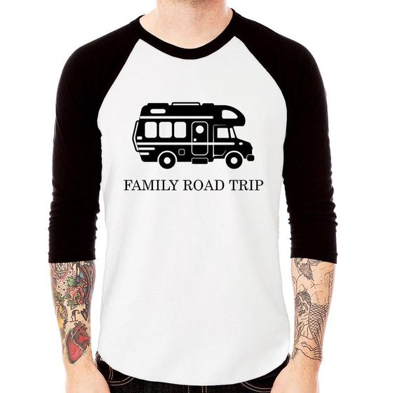 Imagem de Camiseta Raglan Family Road Trip Motorhome Manga 3/4 - Foca na Moda