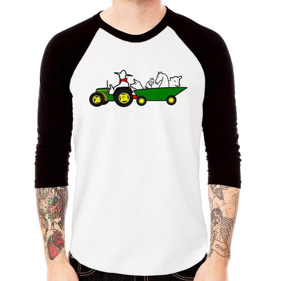 Imagem de Camiseta Raglan Fazendeiro Manga 3/4 - Foca na Moda