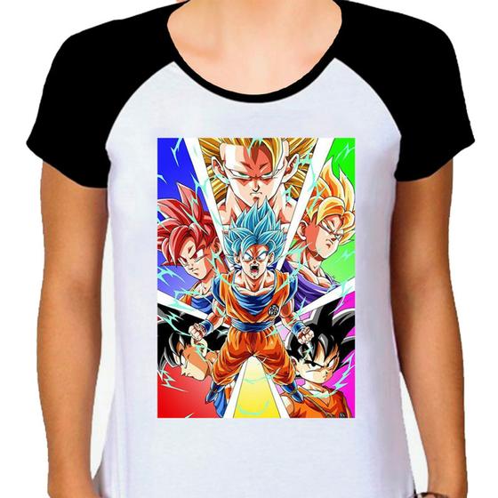 Imagem de Camiseta Raglan Feminina Branca Desenho Anime Dragon Ball 09