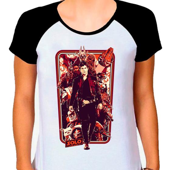 Imagem de Camiseta Raglan Feminina Branca Hans Solo