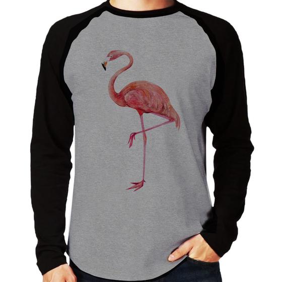 Imagem de Camiseta Raglan Flamingo Manga Longa - Foca na Moda