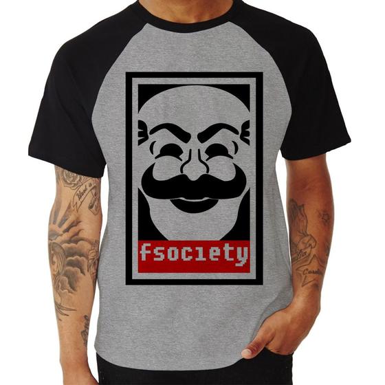 Imagem de Camiseta Raglan Fsociety - Foca na Moda