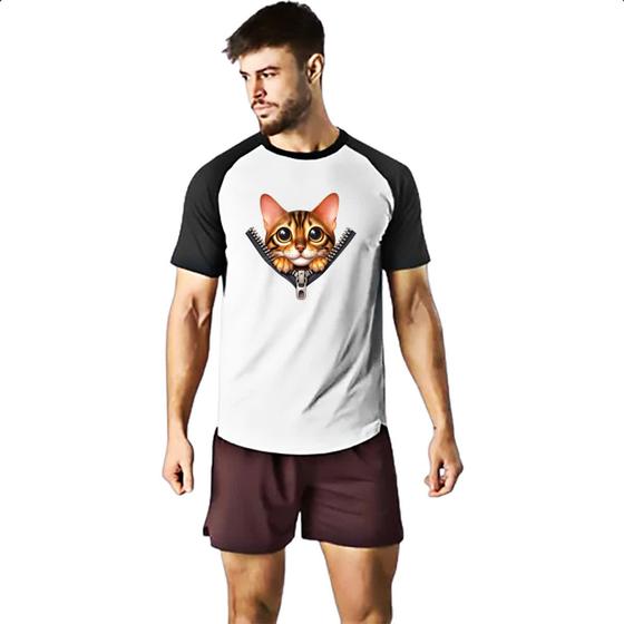 Imagem de Camiseta Raglan Gato de bengala no ziper