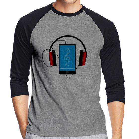 Imagem de Camiseta Raglan Headphone Smartphone Manga 3/4 - Foca na Moda