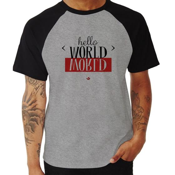 Imagem de Camiseta Raglan Hello World - Foca na Moda