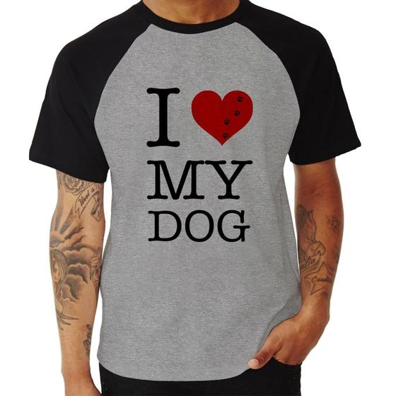 Imagem de Camiseta Raglan I love My Dog - Foca na Moda