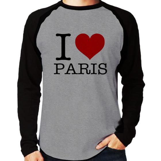 Imagem de Camiseta Raglan I love Paris Manga Longa - Foca na Moda