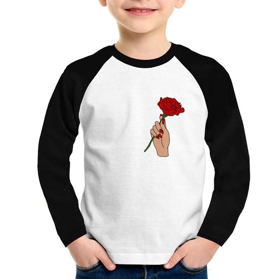 Imagem de Camiseta Raglan Infantil A Rose for you Manga Longa - Foca na Moda