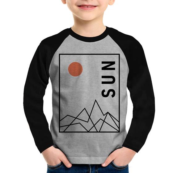 Imagem de Camiseta Raglan Infantil Abstract Sun Manga Longa - Foca na Moda