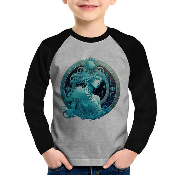 Imagem de Camiseta Raglan Infantil Aquário Sígno Manga Longa - Foca na Moda