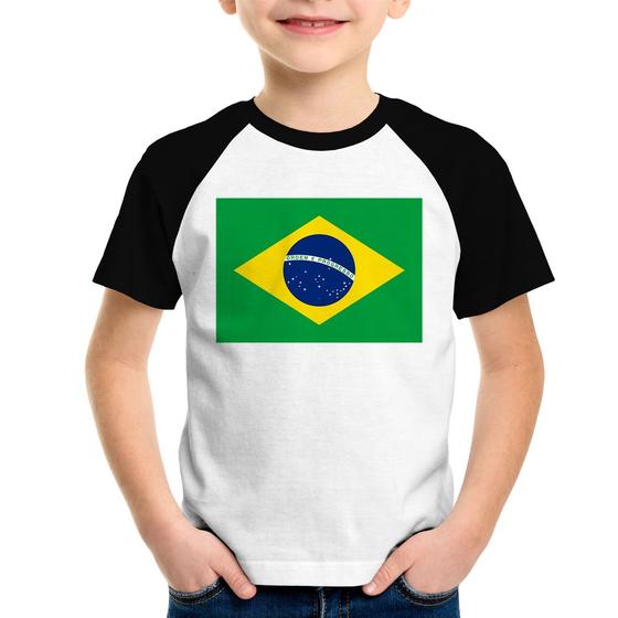 Imagem de Camiseta Raglan Infantil Bandeira Brasil - Foca na Moda