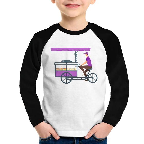 Imagem de Camiseta Raglan Infantil Bike Food Manga Longa - Foca na Moda