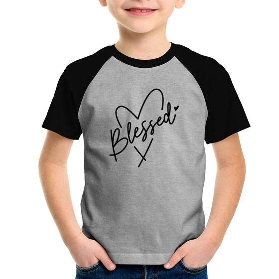 Imagem de Camiseta Raglan Infantil Blessed Heart - Foca na Moda