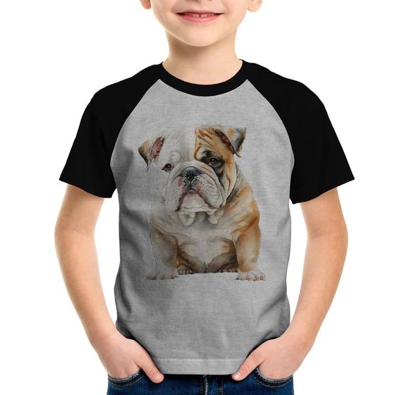 Imagem de Camiseta Raglan Infantil Bulldog-Inglês - Foca na Moda