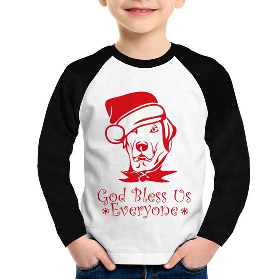 Imagem de Camiseta Raglan Infantil Cachorro Noel Manga Longa - Foca na Moda