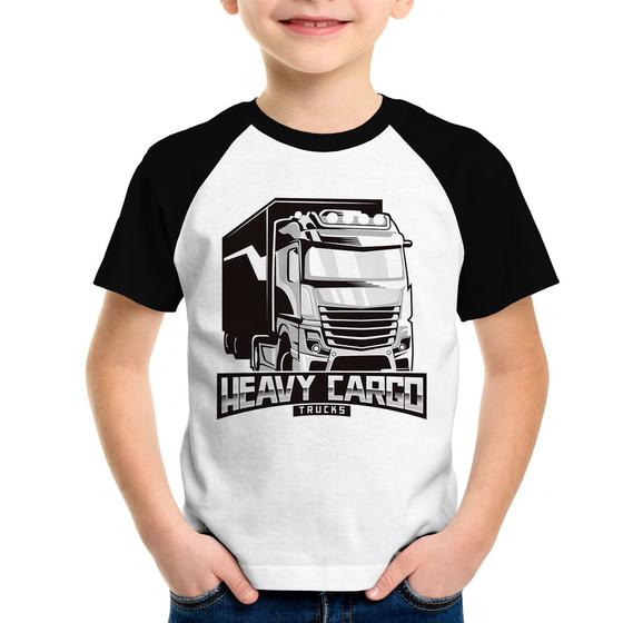 Imagem de Camiseta Raglan Infantil Caminhão Heavy Cargo Caminhoneiro - Foca na Moda