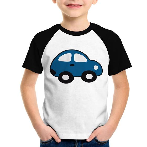 Imagem de Camiseta Raglan Infantil Carrinho Azul - Foca na Moda