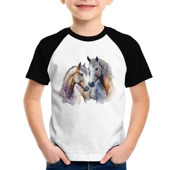 Imagem de Camiseta Raglan Infantil Cavalo e Égua - Foca na Moda