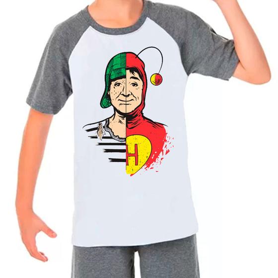 Imagem de Camiseta Raglan Infantil Cinza Branca Chapolin Chaves 08