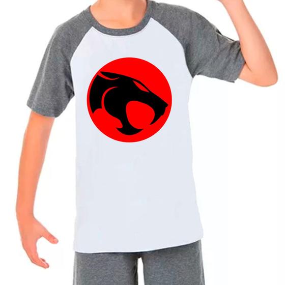 Imagem de Camiseta Raglan Infantil Cinza Branca Desenho Thundercast 01