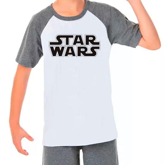 Imagem de Camiseta Raglan Infantil Cinza Branca Filme Star Wars 02