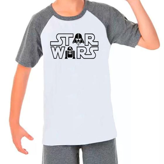 Imagem de Camiseta Raglan Infantil Cinza Branca Filme Star Wars 05