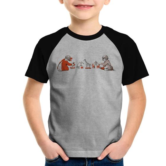 Imagem de Camiseta Raglan Infantil Crianças Brincando - Foca na Moda