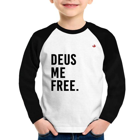 Imagem de Camiseta Raglan Infantil Deus me free Manga Longa - Foca na Moda