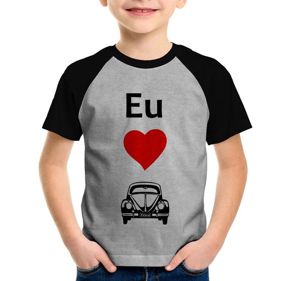 Imagem de Camiseta Raglan Infantil Eu amo fusca - Foca na Moda