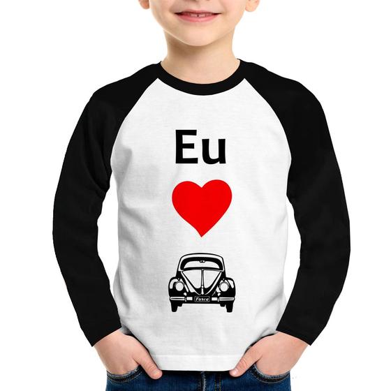 Imagem de Camiseta Raglan Infantil Eu amo fusca Manga Longa - Foca na Moda