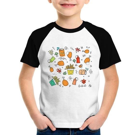 Imagem de Camiseta Raglan Infantil Fast Food - Foca na Moda