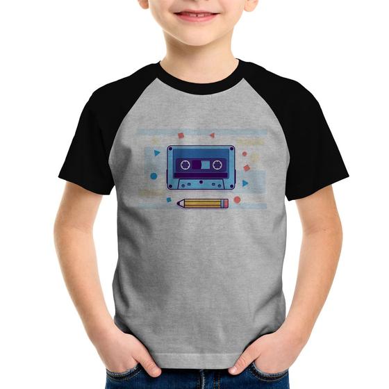 Imagem de Camiseta Raglan Infantil Fita Cassete - Foca na Moda