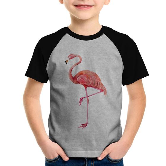 Imagem de Camiseta Raglan Infantil Flamingo - Foca na Moda