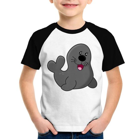 Imagem de Camiseta Raglan Infantil Foca Feliz - Foca na Moda