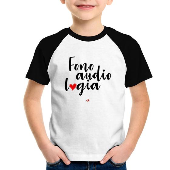 Imagem de Camiseta Raglan Infantil Fonoaudiologia por amor - Foca na Moda