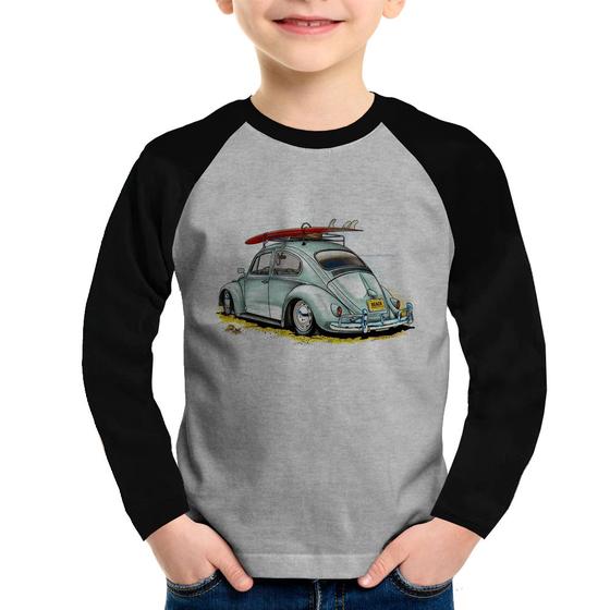 Imagem de Camiseta Raglan Infantil Fusca Vintage Manga Longa - Foca na Moda