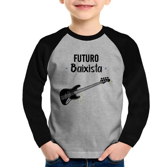 Imagem de Camiseta Raglan Infantil Futuro Baixista Manga Longa - Foca na Moda