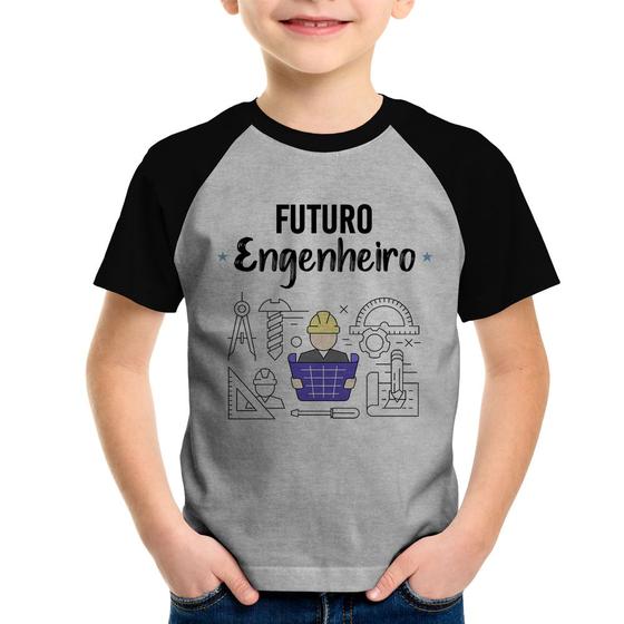 Imagem de Camiseta Raglan Infantil Futuro Engenheiro - Foca na Moda