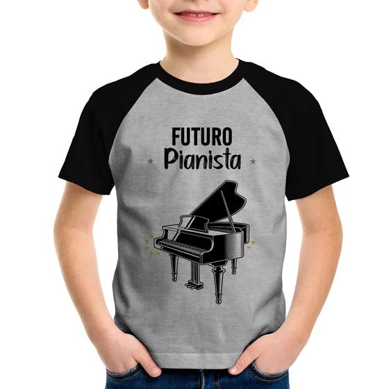 Imagem de Camiseta Raglan Infantil Futuro Pianista - Foca na Moda