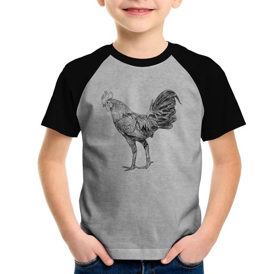 Imagem de Camiseta Raglan Infantil Galo Desenho - Foca na Moda