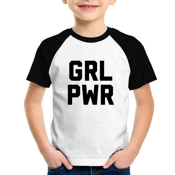 Imagem de Camiseta Raglan Infantil Grl Pwr - Girl Power - Foca na Moda